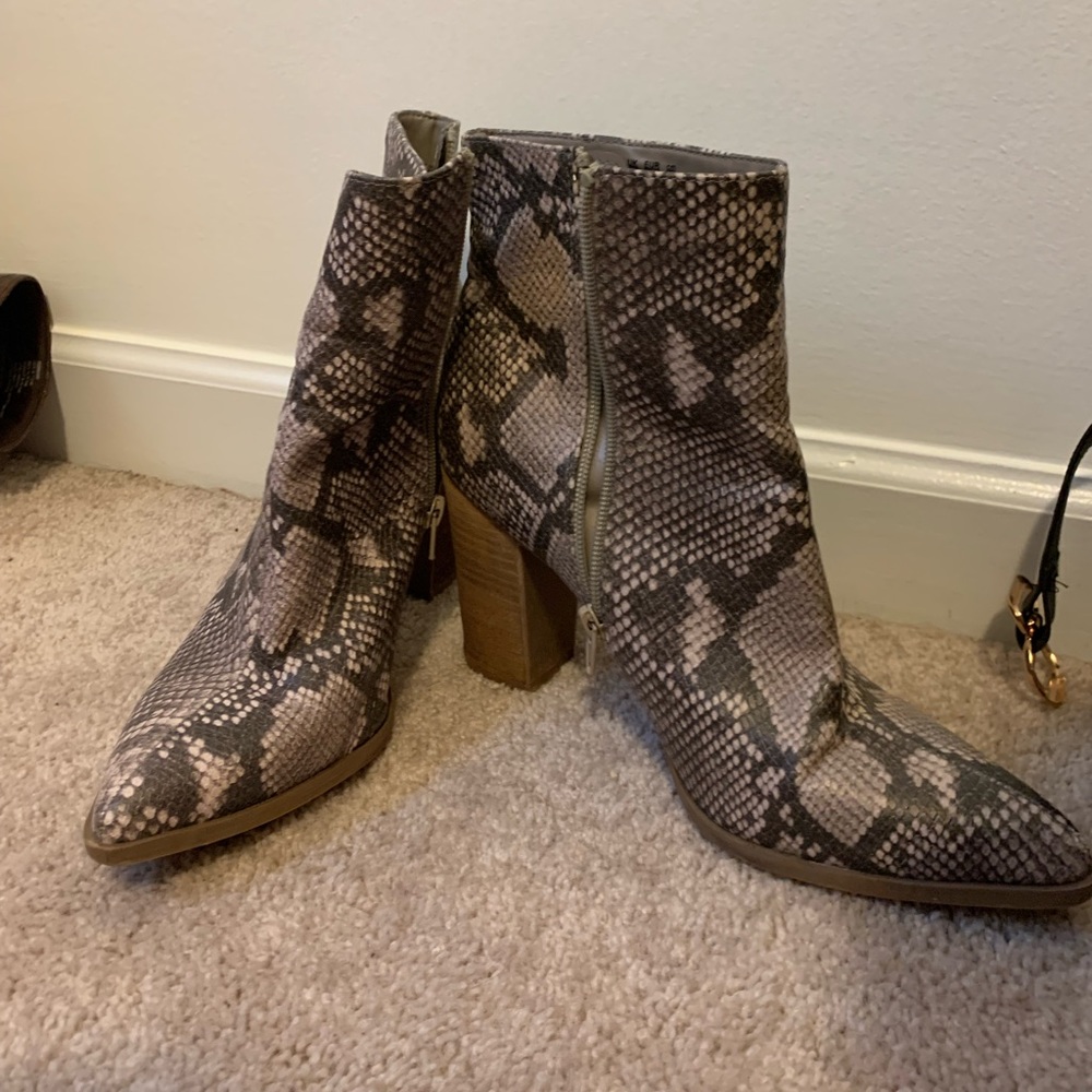 Snakeskin booties